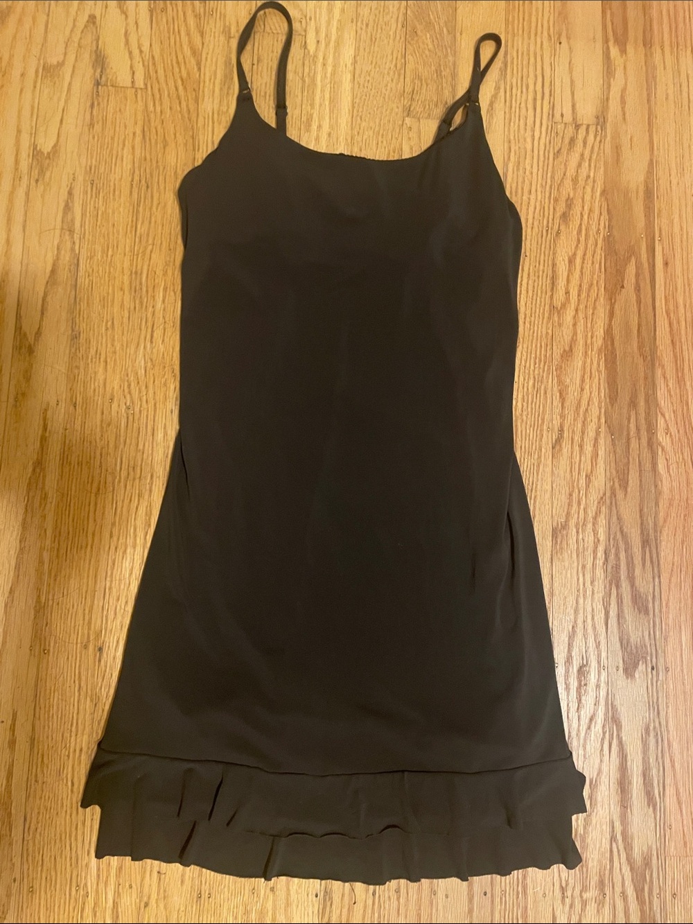 Robin Piccone Chocolate Brown Slip Dress with Ruffle Hem